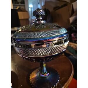Vintage Lenox Imperial Amethyst Iridescent Chroma Covered Candy Dish 11inches...